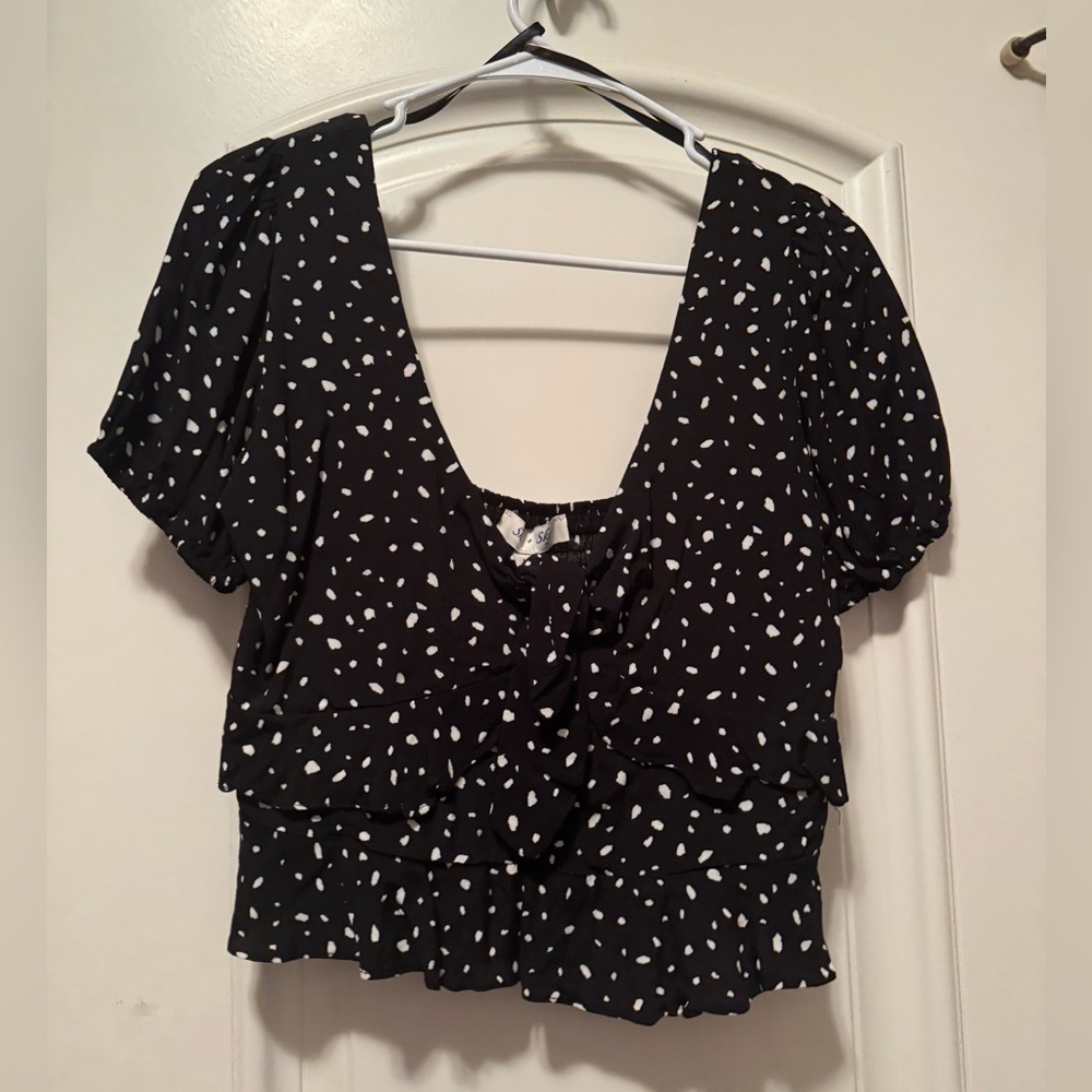 She + Sky Spotted Ruffle Top